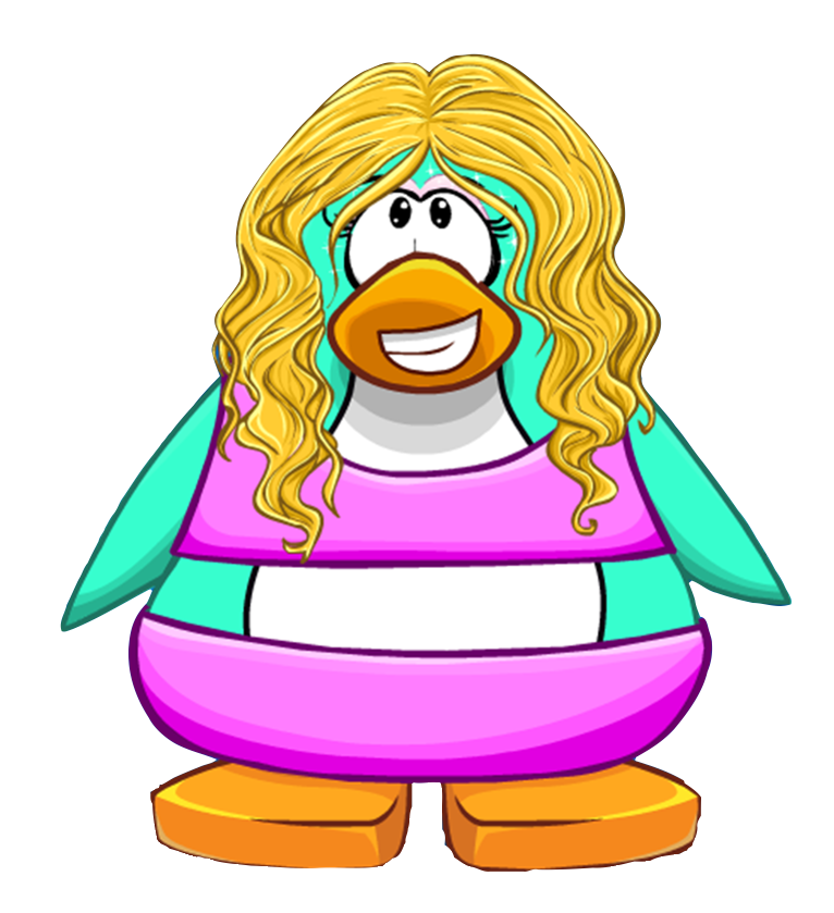 alpha_channel anonymous_artist anthro avian barefoot bikini bird blonde_hair clothing club_penguin edit fan_character female hair long_hair looking_up makeup penguin pink_bikini pink_clothing pink_swimwear screencap shehe shopped smile solo swimwear turquoise_body