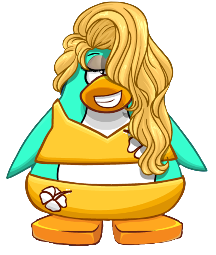 alpha_channel anonymous_artist anthro avian barefoot bikini bird blonde_hair clothing club_penguin edit eyeshadow fan_character female hair half-closed_eyes long_hair makeup narrowed_eyes penguin screencap shehe shopped smile solo swimwear turquoise_body yellow_bikini yellow_clothing yellow_swimwear