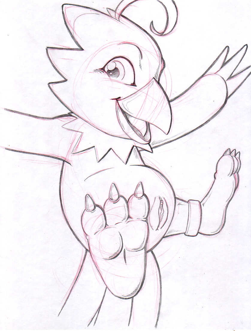 avian beak bird biyomon claws digimon digimon_(species) feather_tuft feathers feet female flying genitals happy marc_leonhardt open_mouth paws pussy semi-anthro solo tail_feathers toe_claws toes tongue tuft wings