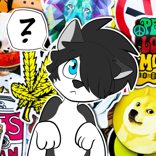 1:1 ? anthro asurakitsune black_body black_fur black_hair blue_eyes canid canine canis doge domestic_dog emo_hair fur hair husky male mammal meme nordic_sled_dog rivey_ravenheart solo speech_bubble spitz telegram_stickers white_body white_fur