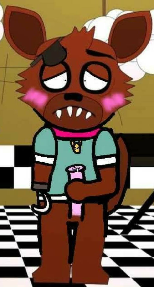 animal_genitalia animal_penis blush bodily_fluids canid canine collar cum cum_drip dripping equine_penis five_nights_at_freddy's fox foxy_(fnaf) genital_fluids genitals hi_res hospital_gown male mammal penis pink_penis unknown_artist video_games what what_has_science_done why