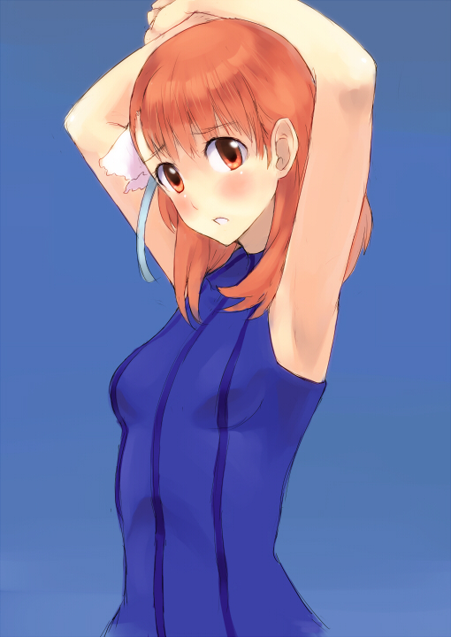 1girl armpits blush breasts brown_eyes brown_hair chiwino dress hair_ornament looking_at_viewer open_mouth short_hair simple_background solo wild_arms wild_arms_4 yulie_ahtreide