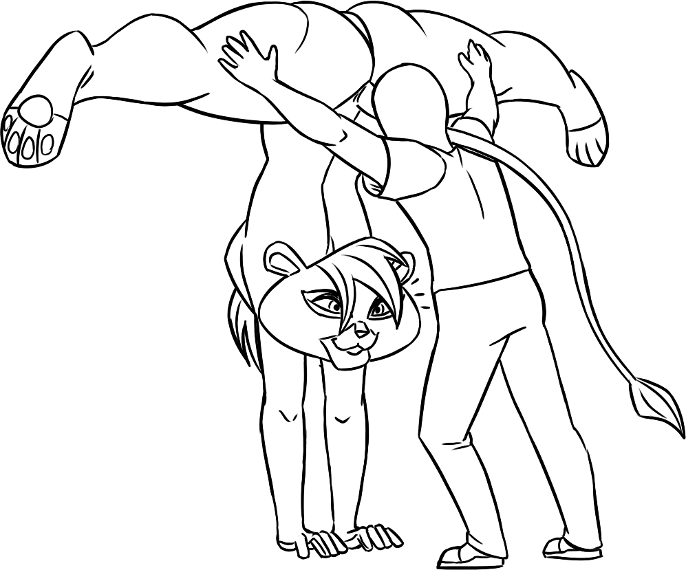 anon anthro big_butt breasts bruma butt duo el_arca eyes_on_the_prize featureless_breasts featureless_crotch felid female flexible human larger_anthro larger_female lion male mammal monochrome pantherine pawpads redout size_difference smaller_human smaller_male thick_thighs wide_hips