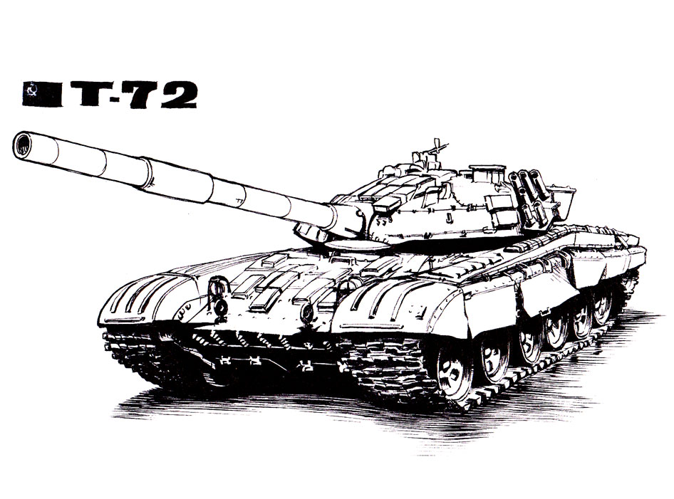 caterpillar_tracks ground_vehicle military military_vehicle motor_vehicle nib_pen_(medium) original sabaku_chitai soviet_flag t-72 tank traditional_media white_background