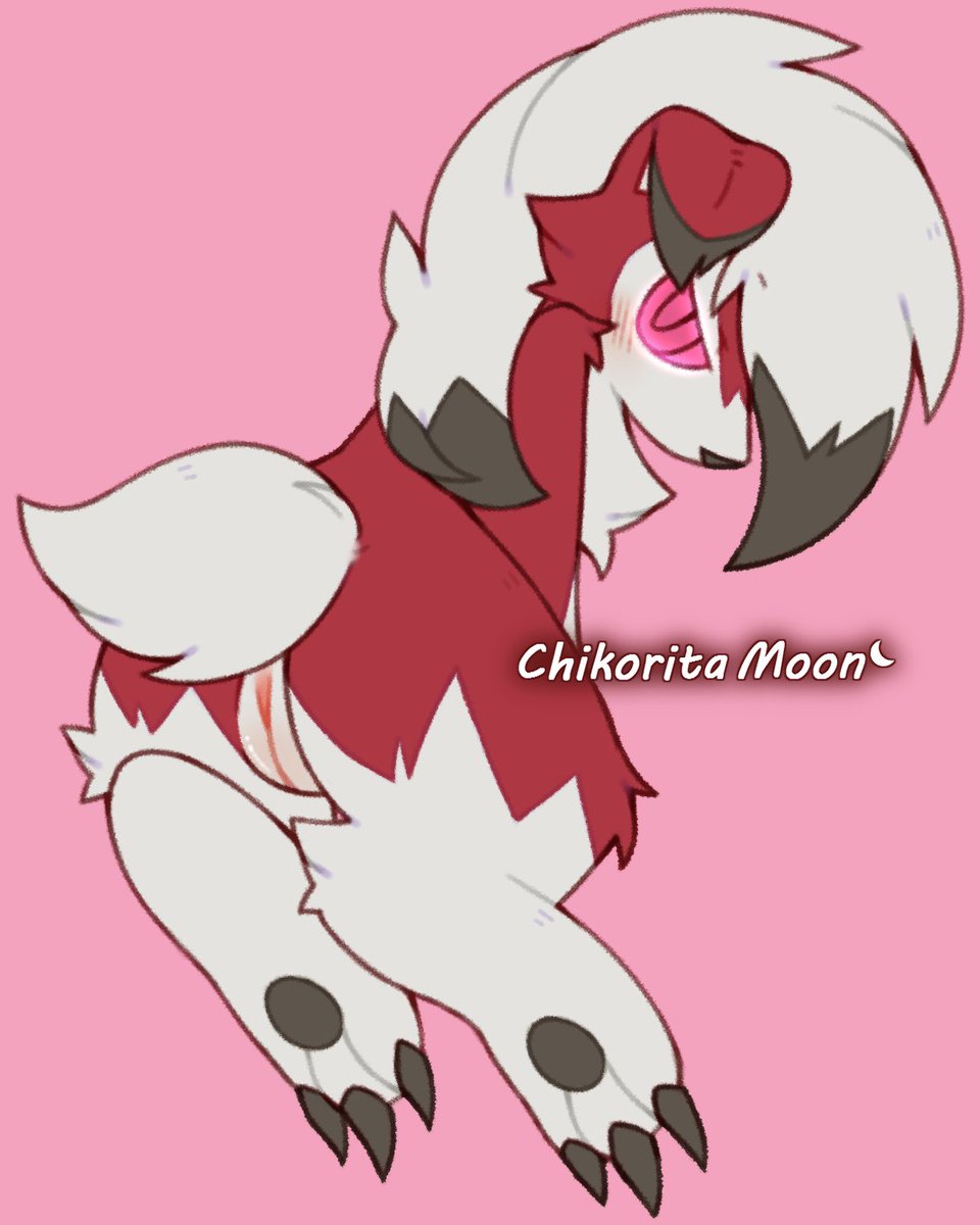 4:5 anthro black_body black_claws black_fur butt canid canine chest_tuft chikorita_moon claws female fur genitals glowing glowing_eyes hi_res looking_at_viewer looking_back lycanroc mammal midnight_lycanroc nintendo pink_background pok&eacute;mon pok&eacute;mon_(species) pussy rear_view red_body red_eyes red_fur red_glow ringed_eyes scut_tail simple_background solo toe_claws tuft video_games white_body white_fur