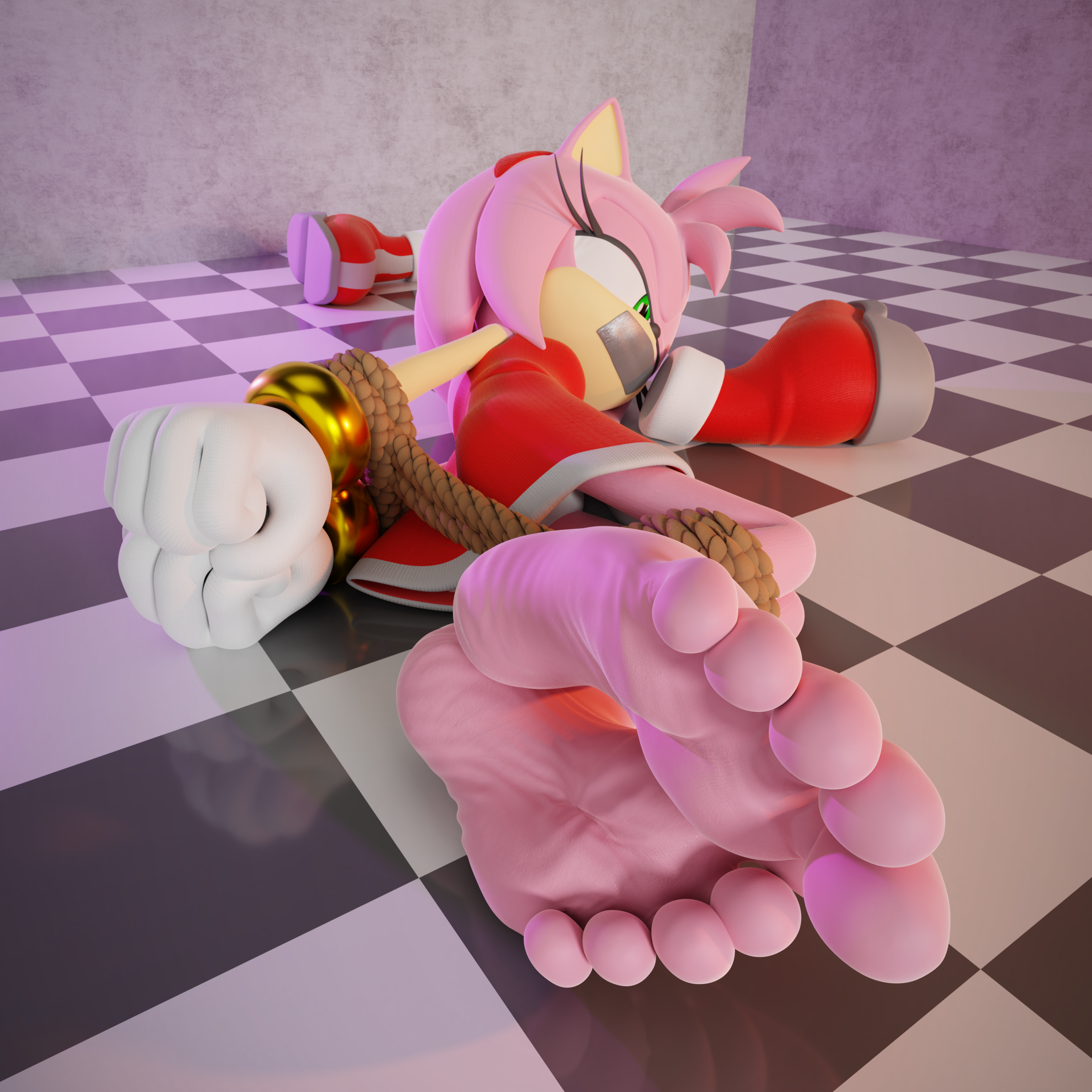Amy Rose's feet in an artistic rendering