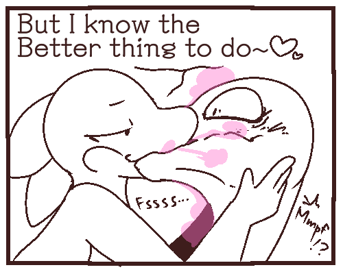 &lt;3 anthro breath_powers comic_panel duo female female/female kissing lizard low_res nintendo pherokinesis pheromone_breathing pheromones pheronoa pok&eacute;mon pok&eacute;mon_(species) reptile rime_the_vixen salazzle scalie text video_games