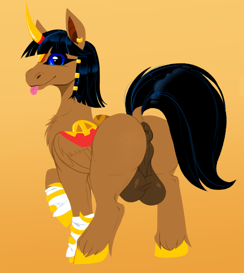 2020 anatomically_correct animal_genitalia anus balls butt digital_media_(artwork) equid equine feathered_wings feathers feral fur gaiki genitals girly hair hooves horn jumpstart_games looking_at_viewer male mammal neopet_(species) neopets nude puffy_anus simple_background smile solo uni_(neopets) video_games wings