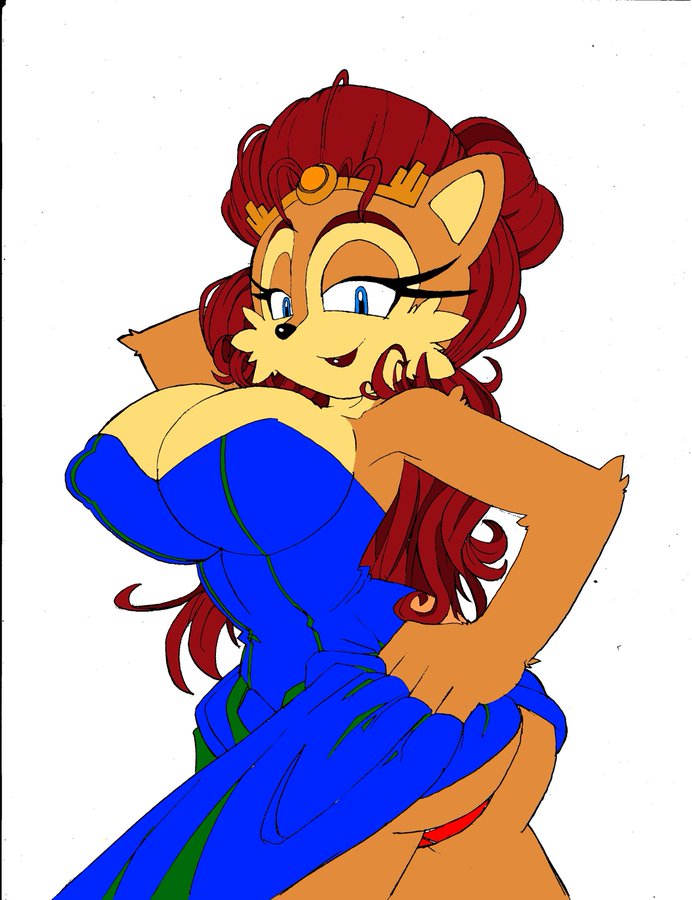 alicia_acorn anthro archie_comics big_breasts breasts butt chipmunk cleavage clothed clothing digital_media_(artwork) dress eyelashes female fur ground_squirrel hair looking_at_viewer mammal panties rodent sciurid simple_background solo sonic_the_hedgehog_(archie) sonic_the_hedgehog_(comics) sonic_the_hedgehog_(series) superbunnygt underwear