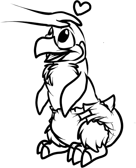 &lt;3 avian bird chest_tuft colorless diaper feathers feral happy head_pat line_art male monochrome penguin petting smile solo tail_feathers toony tuft unknown_artist