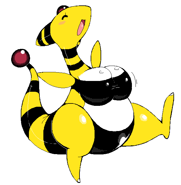 2017 ^_^ aliasing ampharos belly big_breasts bikini bikini_bottom bikini_top bottomwear breasts clothing exed_eyes eyes_closed female happy nintendo open_mouth open_smile pok&eacute;mon pok&eacute;mon_(species) semi-anthro simple_background smile swimwear topwear video_games white_background