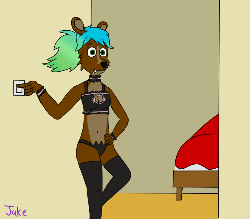 anthro bed cat_lingerie cervid clothing female furniture hair jakethylacine lingerie mammal me multicolored_hair solo water_deer whitney_(jakethylacine)