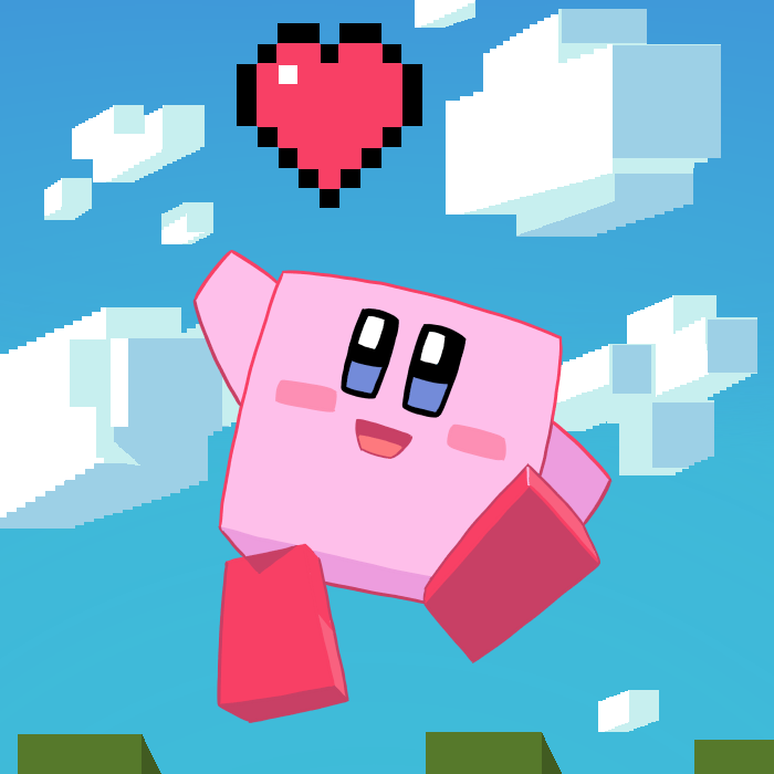 &lt;3 1:1 2020 alien ambiguous_gender black_eyes blue_eyes cloud crossover juliafliess kirby kirby_(series) looking_at_viewer minecraft multicolored_eyes nintendo not_furry nude open_mouth outside pink_body pink_hands pink_skin pink_tongue pupils red_feet rosy_cheeks sky smile solo square square_pupils super_smash_bros. super_smash_bros._ultimate tongue video_games waddling_head