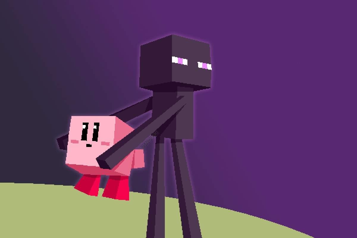 2020 3:2 ambiguous_gender black_body black_eyes black_skin carrying carrying_character crossover duo enderman holding_character humanoid kirby kirby_(series) lisnovski looking_aside looking_away minecraft mouthless narrowed_eyes nintendo not_furry nude pink_body pink_skin pupils purple_eyes red_feet rosy_cheeks square square_pupils squint standing super_smash_bros. super_smash_bros._ultimate video_games