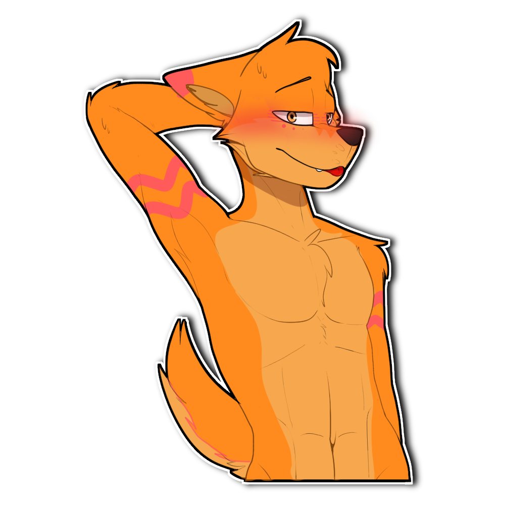 1:1 2020 alpha_channel anthro athletic blush bodily_fluids canid canine canis chest_tuft chilliad_(oc) digital_drawing_(artwork) digital_media_(artwork) dingo ears_back fur half-closed_eyes hand_behind_head head_tuft male mammal muscular narrowed_eyes orange_body orange_eyes orange_fur pivoted_ears portrait simple_background simple_nose solo sweat sweatdrop tongue tongue_out transparent_background tuft whinnie