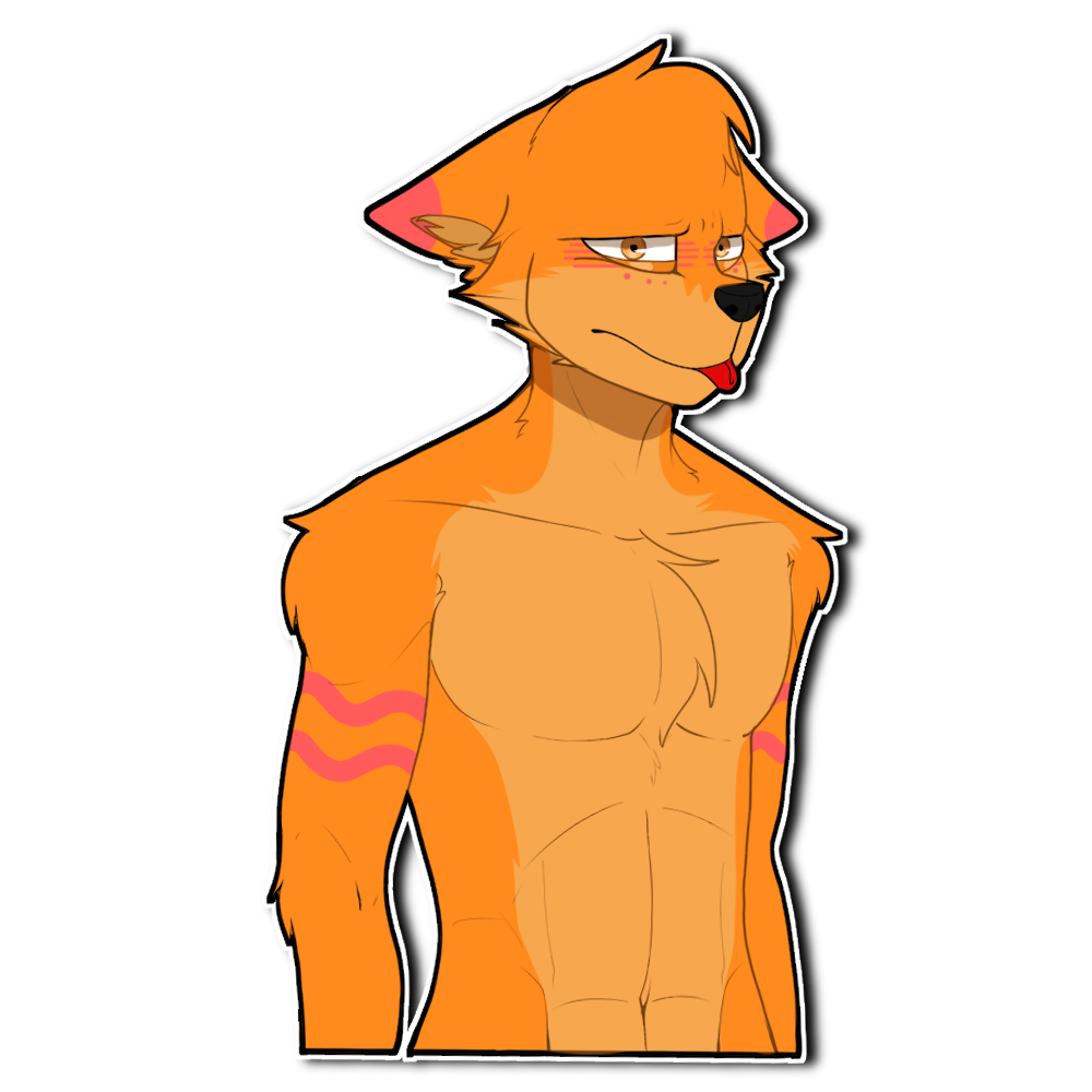 1:1 alpha_channel anthro athletic canid canine canis chest_tuft chilliad_(oc) closed_frown digital_drawing_(artwork) digital_media_(artwork) dingo ears_back frown fur head_tuft male mammal muscular narrowed_eyes orange_body orange_eyes orange_fur pivoted_ears portrait simple_background simple_nose solo standing tongue tongue_out transparent_background tuft whinnie
