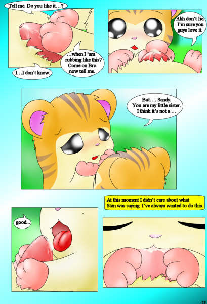 brother brother_and_sister comic curby cute dialog english_text fellatio female fur hamster hamtaro hamtaro_(series) incest male mammal open_mouth oral oral_sex orange_fur outside penis precum rodent sandy sandy_(hamtaro) sex sibling sister stan stan_(hamtaro) straight striped_fur tapering_penis text tongue tongue_out twins