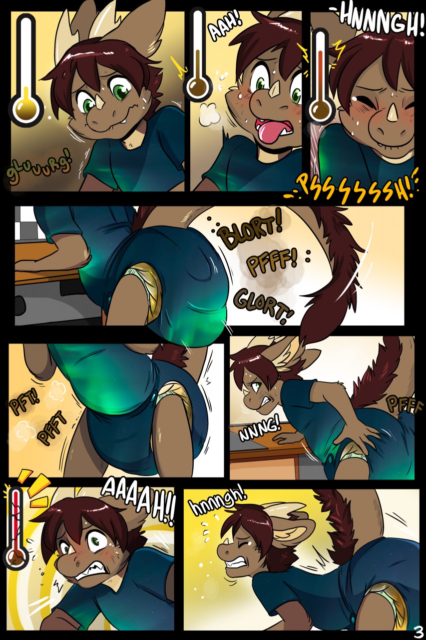 anthro clothed clothing comic diaper diaper_fetish digital_media_(artwork) english_text feces hi_res hybrid male mammal messy_diaper pooping scat soiled_diaper soiling soiling_diaper solo text tongue tongue_out tropicana