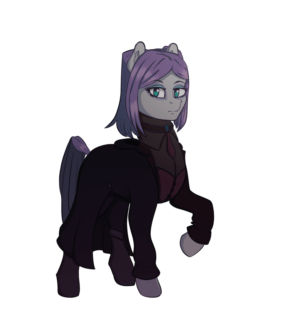 alpha_channel earth_pony equid equine ergo_proxy female feral friendship_is_magic fur green_eyes grey_body grey_fur hair horse long_hair longcoat makeup mammal mane maud_pie_(mlp) my_little_pony necktie ponification pony purple_mane re-l_mayer silverst simple_background solo transparent_background