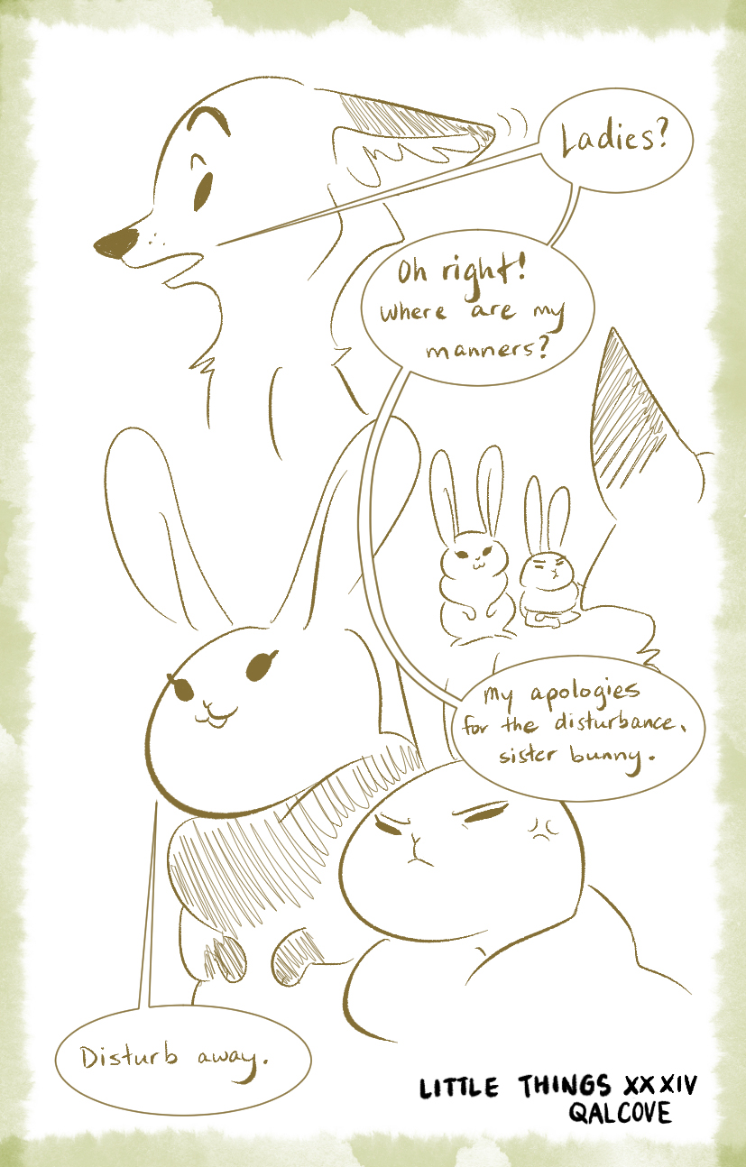 artist_name border canid canine comic dewlap_(anatomy) dialogue dipstick_ears disney ears_up english_text female feral feralized fox fur hi_res inner_ear_fluff judy_hopps lagomorph leporid male mammal monochrome mouth_closed multicolored_ears nick_wilde open_mouth prick_ears qalcove rabbit red_fox restricted_palette simple_background speech_bubble text tuft zootopia