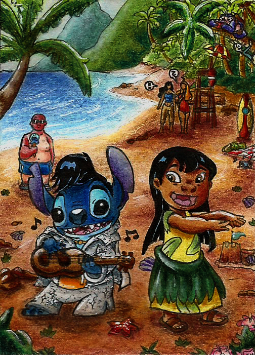 1_eye 2017 5_fingers alien bald black_eyes black_hair blue_body blue_nose brown_eyes clothed clothing dancing dessert detailed_background disney duo_focus elvis_impersonator experiment_(lilo_and_stitch) eyewear female fingers fofostyle food footwear grass_skirt group hair hawaii holding_food holding_musical_instrument holding_object hula human ice_cream ice_cream_cone ice_cream_man_(lilo_and_stitch) jewelry jumba_jookiba kweltikwan lifeguard lifeguard_(lilo_&amp;_stitch) lilo_and_stitch lilo_pelekai looking_aside lute male mammal midriff musical_instrument musical_note muumuu nani_pelekai necklace notched_ear open_mouth open_smile palm_tree playing_music pleakley plorgonarian plucked_string_instrument sand_castle sandals sculpture seashell shell smile stitch_(lilo_and_stitch) string_instrument sunglasses surfboard topless traditional_media_(artwork) tree tropical ukulele vehicle water watercraft wig