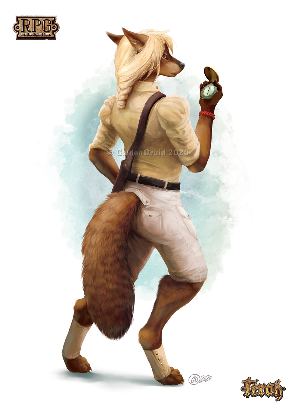 2020 4_toes 5_fingers anthro breasts canid canine canis clothed clothing digital_media_(artwork) digitigrade female fingers goldendruid hi_res mammal solo standing toes wolf