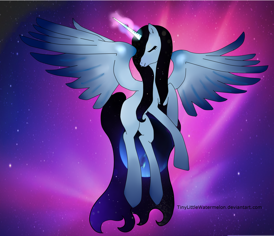 2014 animal_humanoid blue_body blue_fur cosmic_hair cosmos digital_drawing_(artwork) digital_media_(artwork) equid equine ethereal_hair eyelashes eyes_closed feathered_wings feathers female feral floating flying friendship_is_magic fur hair hasbro hooves horn horse humanoid long_hair magic mammal my_little_pony planet pony pseudo_hair smile solo space star tinylittlewatermelon winged_unicorn wings