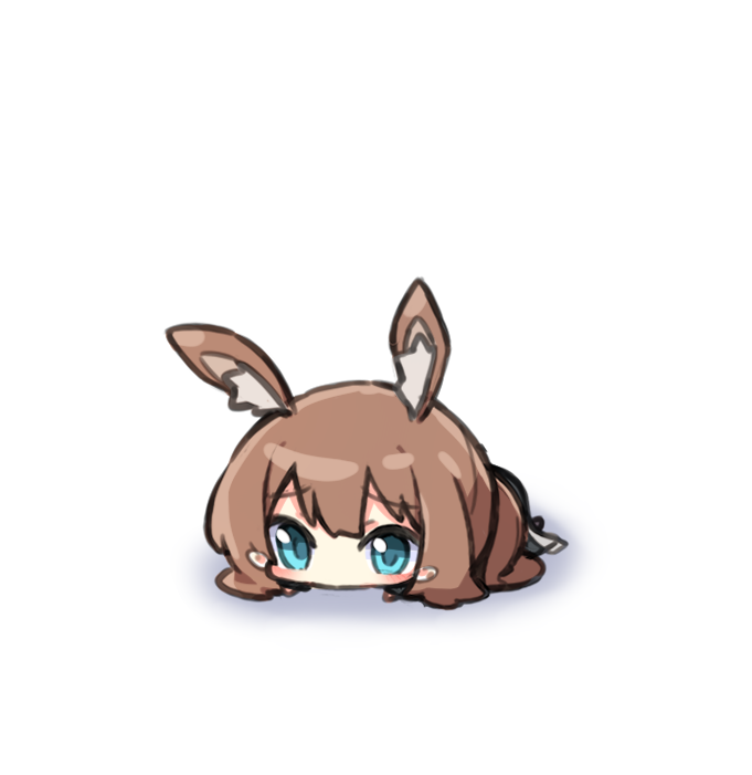 1girl amiya_(arknights) animal_ears arknights bangs blue_eyes brown_hair bunny_ears chibi danble eyebrows_visible_through_hair long_hair simple_background solo tears white_background