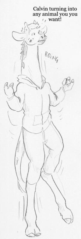 anthro bottomwear calvin cervelet clothing dialogue english_text giraffe giraffid hoodie male mammal monochrome pants simple_background solo text topwear transformation werenimal