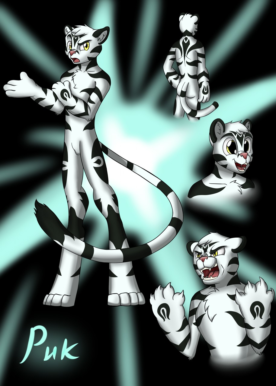 angry anthro black_body black_fur butt claws fangs felid fluffy fluffy_tail fur happy hi_res male mammal model_sheet multicolored_body multicolored_fur open_mouth open_smile pantherine raynadkins smile solo teeth text tiger tongue two_tone_body two_tone_fur white_body white_fur yellow_eyes