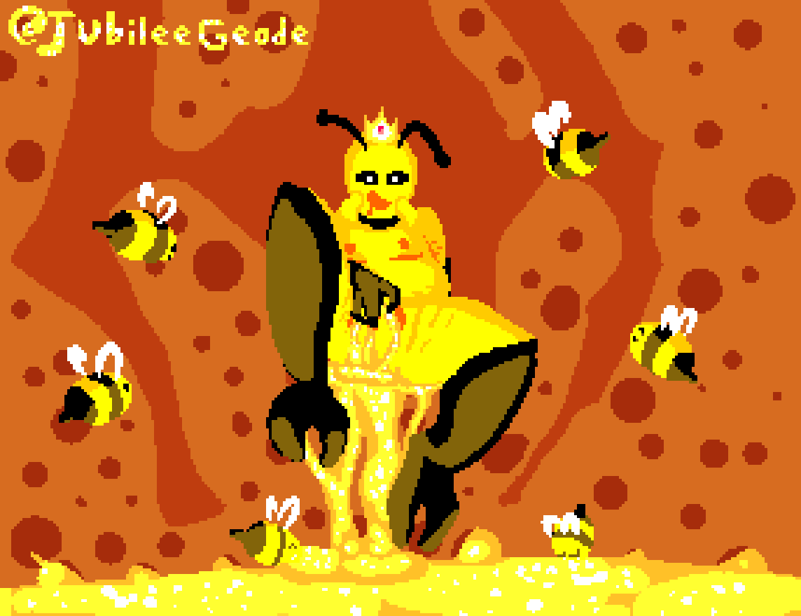 ambiguous_gender arthropod bee honey_(disambiguation) humanoid hymenopteran insect juicygeode masturbation queen_bee_(terraria) solo terraria