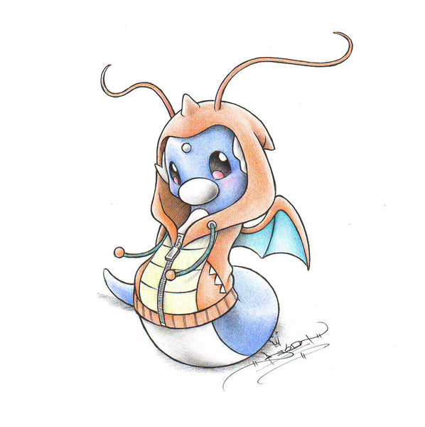 ambiguous_gender clothing cosplay costume dragonite dratini evolutionary_family feral footwear hoodie itsbirdyart jacket nintendo pok&eacute;mon pok&eacute;mon_(species) pok&eacute;mon_costume shoes solo standing topwear video_games