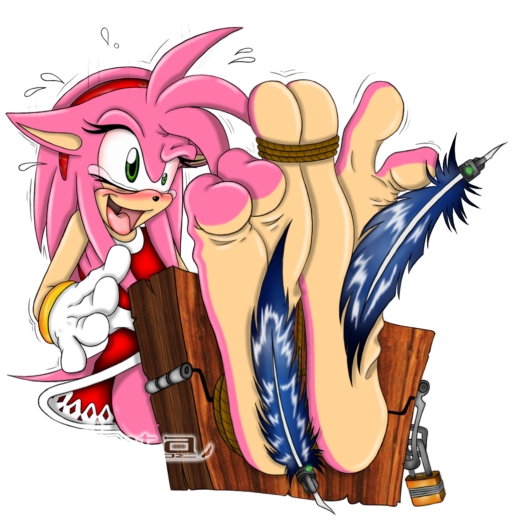 3_toes alpha_channel amy_rose anthro barefoot big_feet blush bodily_fluids bound dazidentevil eulipotyphlan feet female foot_fetish foot_focus hedgehog laugh mammal soles solo sonic_the_hedgehog_(series) tears tickle_torture tickling tickling_feet toes