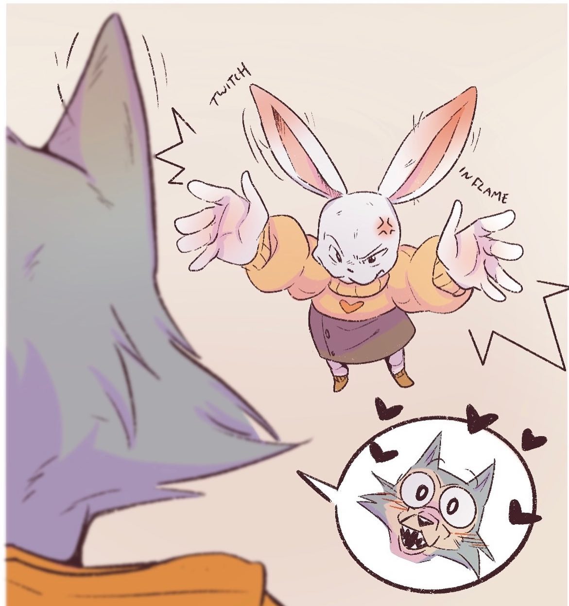 &lt;3 2020 anthro beastars blush canid canine canis comic cross-popping_vein duo eden_fries fur grey_body grey_fur haru_(beastars) hi_res lagomorph legoshi_(beastars) leporid mammal rabbit vein white_body white_fur wolf