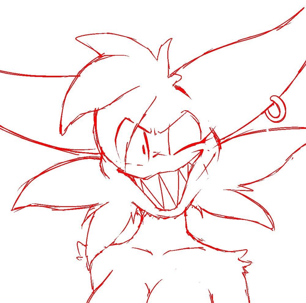 anthro breasts bust_portrait cleavage clothed clothing ear_piercing female looking_at_viewer one_eye_closed piercing portrait rime_the_vixen sharp_teeth sketch smile smiling_at_viewer solo teeth wink yiss