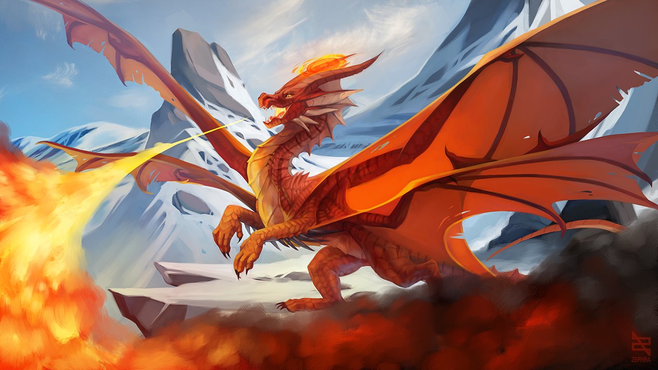 16:9 2020 breath_powers claws day detailed_background digital_media_(artwork) dragon elemental_manipulation fire fire_breathing fire_manipulation horn membrane_(anatomy) membranous_wings open_mouth orange_body orange_scales outside red_body red_scales scales scalie sky spines standing teeth tongue western_dragon widescreen wings zephra