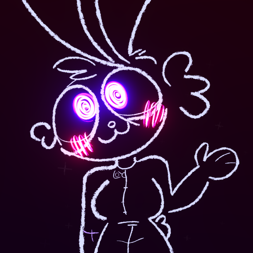 1:1 anthro black_background blush cropped female glowing glowing_eyes icon lagomorph leporid mammal purple_eyes rabbit simple_background sketchgum18 smile solo white_line_art