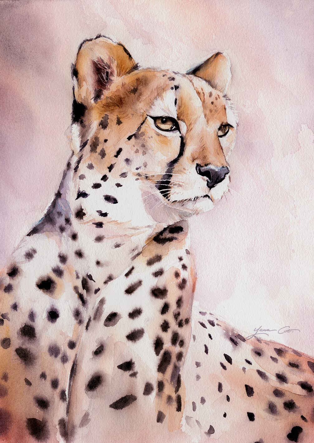 ambiguous_gender felid feral hi_res leopard mammal painting_(artwork) pantherine solo spots_(marking) traditional_media_(artwork) watercolor_(artwork) yana_cot