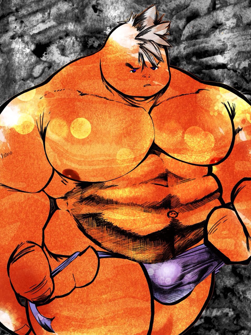 2018 3:4 bigdudeart biped breath_of_the_wild bulge clothing goron hi_res humanoid male muscular muscular_humanoid muscular_male nintendo nipples pecs solo the_legend_of_zelda underwear video_games yunobo