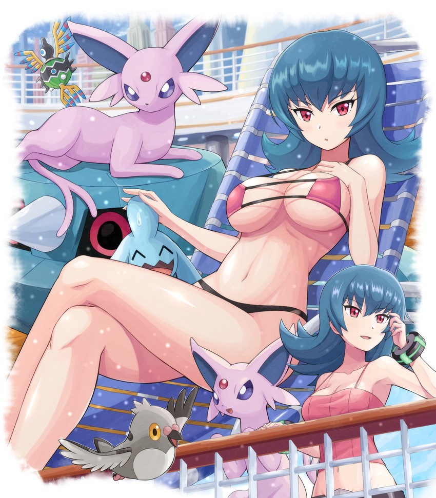 1_eye ambiguous_gender avian baby_pok&eacute;mon beak big_breasts bikini bird black_body black_sclera black_skin blue_body blue_hair blue_skin boat breasts cleavage clothed clothing eeveelution espeon eyes_closed feathers female fur green_body green_skin grey_body grey_feathers group gym_leader hair human human_focus mammal metang nintendo pidove pink_eyes pok&eacute;mon pok&eacute;mon_(species) pokemoa purple_body purple_eyes purple_fur red_body red_eyes red_skin sabrina_(pok&eacute;mon) sigilyph swimwear vehicle video_games watercraft wings wynaut yellow_eyes