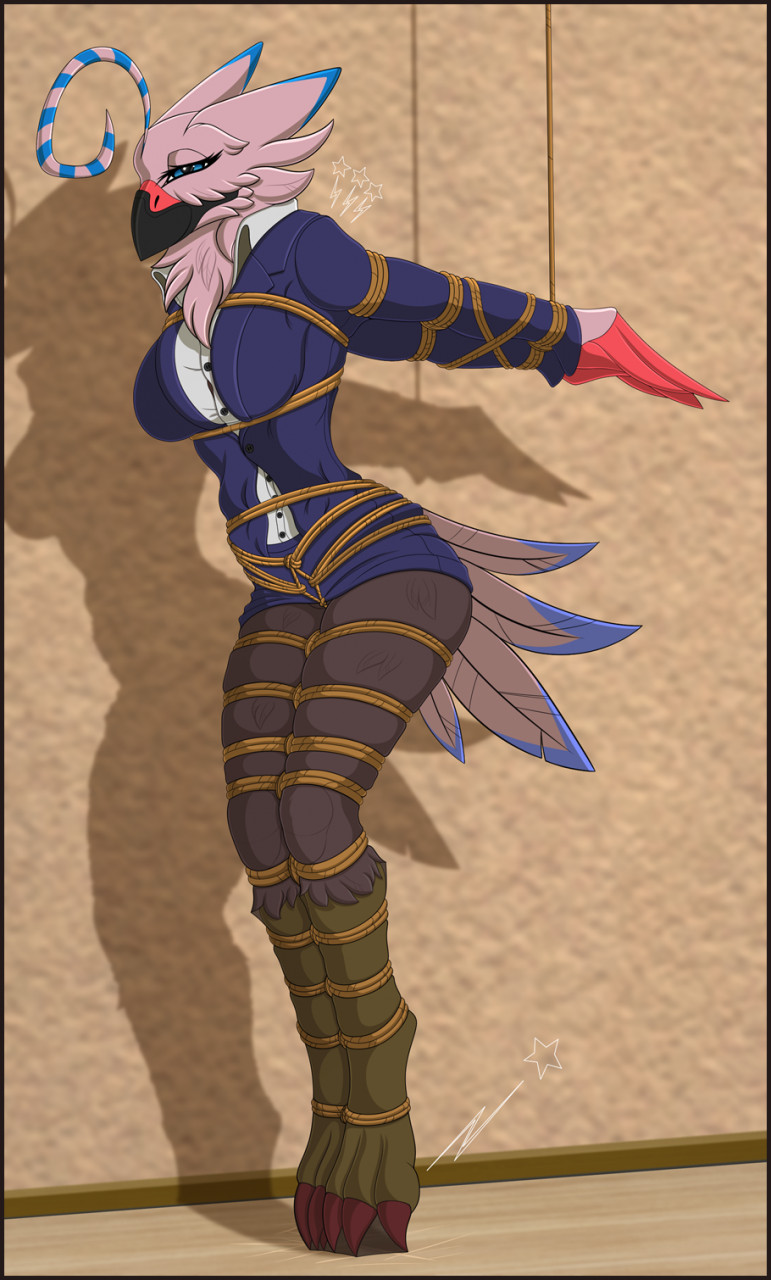 2020 anthro avian beak bird bird_feet biyomon black_beak blue_eyes breasts clothed clothing digimon digimon_(species) digital_media_(artwork) eyebrows eyelashes feather_hands feathers female hi_res non-mammal_breasts pink_body pink_feathers solo tales_foxdale