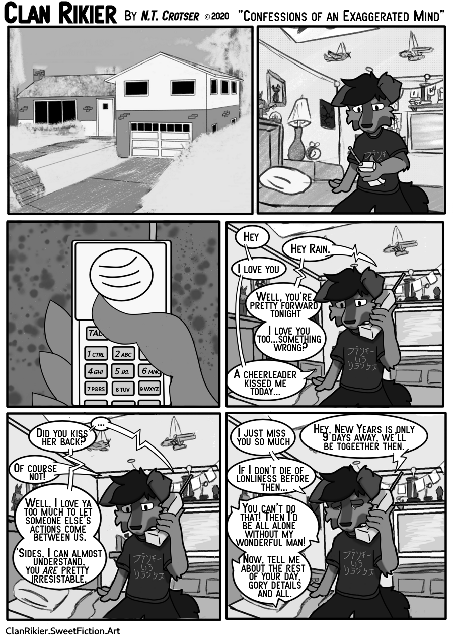 2020 80's_theme 80s_themed anthro bedroom bodily_fluids building c._r._crotser canid canine canis clan_rikier collaboration comic_page crying digital_media_(artwork) dobermann domestic_dog english_text eyes_closed fingers fur hi_res house japanese_text male mammal monochrome multicolored_body multicolored_fur n._t._crotser phone pinscher rainier_rikier sweetfiction tears text two_tone_body two_tone_fur webcomic