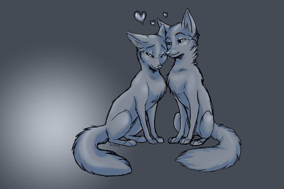 &lt;3 3:2 abby_(rukifox) canid canine duo female feral fox love male male/female mammal rick_(rukifox) romantic_couple rukifox sketch