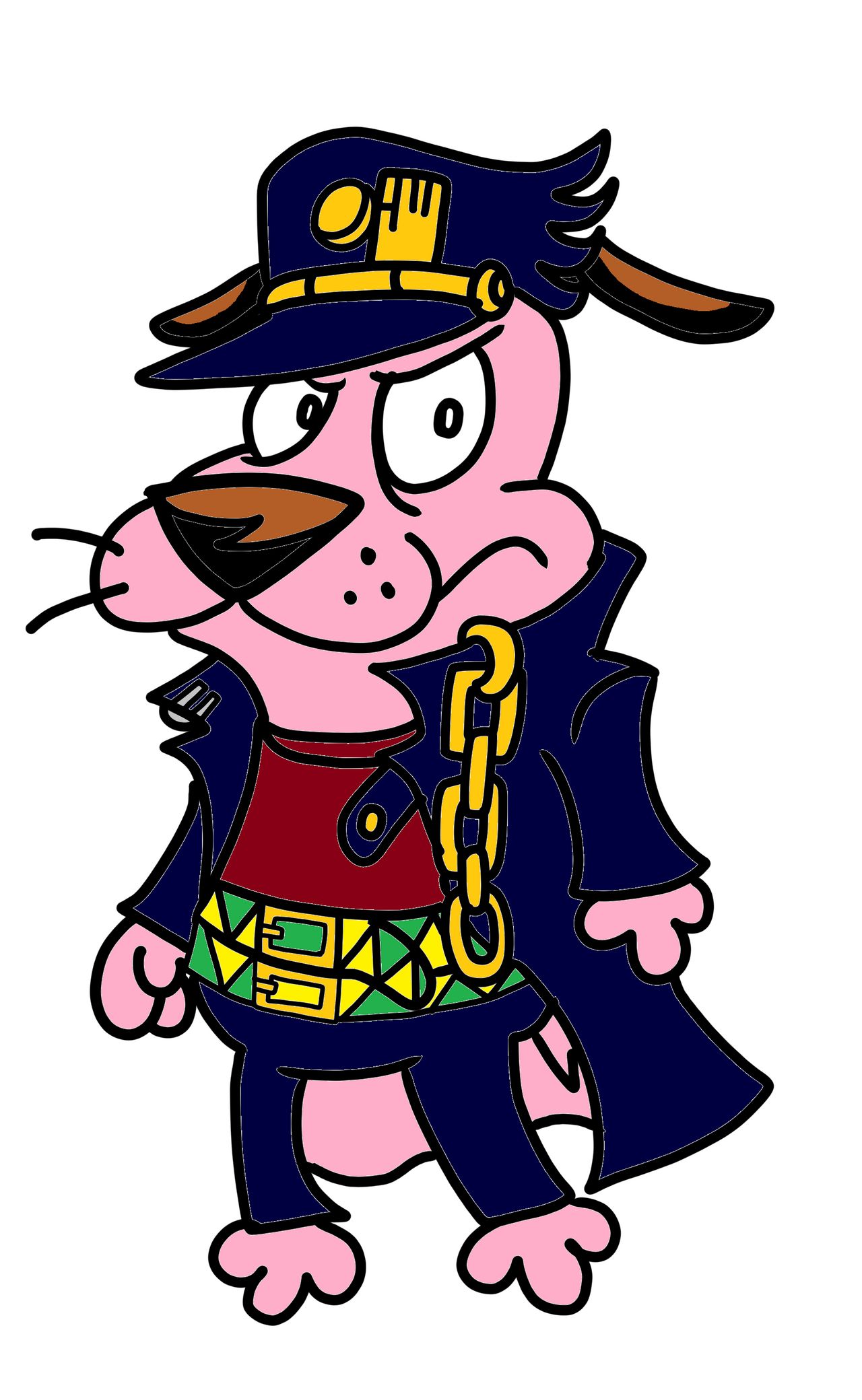 beagle canid canine canis cartoon_network cosplay courage_the_cowardly_dog courage_the_cowardly_dog_(character) crossover domestic_dog hi_res hunting_dog jojo's_bizarre_adventure jotaro_kujo mammal meme scent_hound