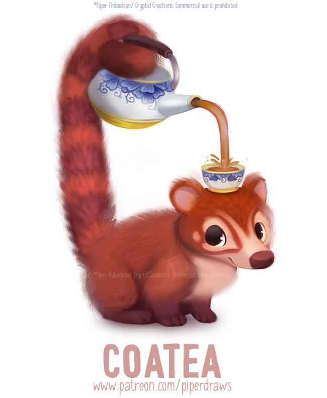 ambiguous_gender beverage black_eyes brown_body brown_fur coati cryptid-creations cup english_text feral fur humor mammal pouring_tea procyonid pun simple_background smile solo tan_body tan_fur tea tea_cup teapot text url visual_pun white_background