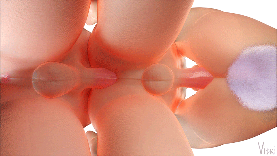 16:9 2020 3d_(artwork) anal anal_penetration animated balls digital_media_(artwork) genitals group group_sex low-angle_view male male/male nude penetration penis sex short_playtime signature simple_background threesome train_position vitki white_background widescreen