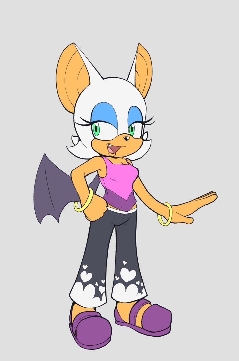 anthro bracelet chiropteran clothed clothing fangs female fours_(artist) fully_clothed hand_on_hip hi_res jewelry mammal open_mouth rouge_the_bat solo sonic_the_hedgehog_(series) wings