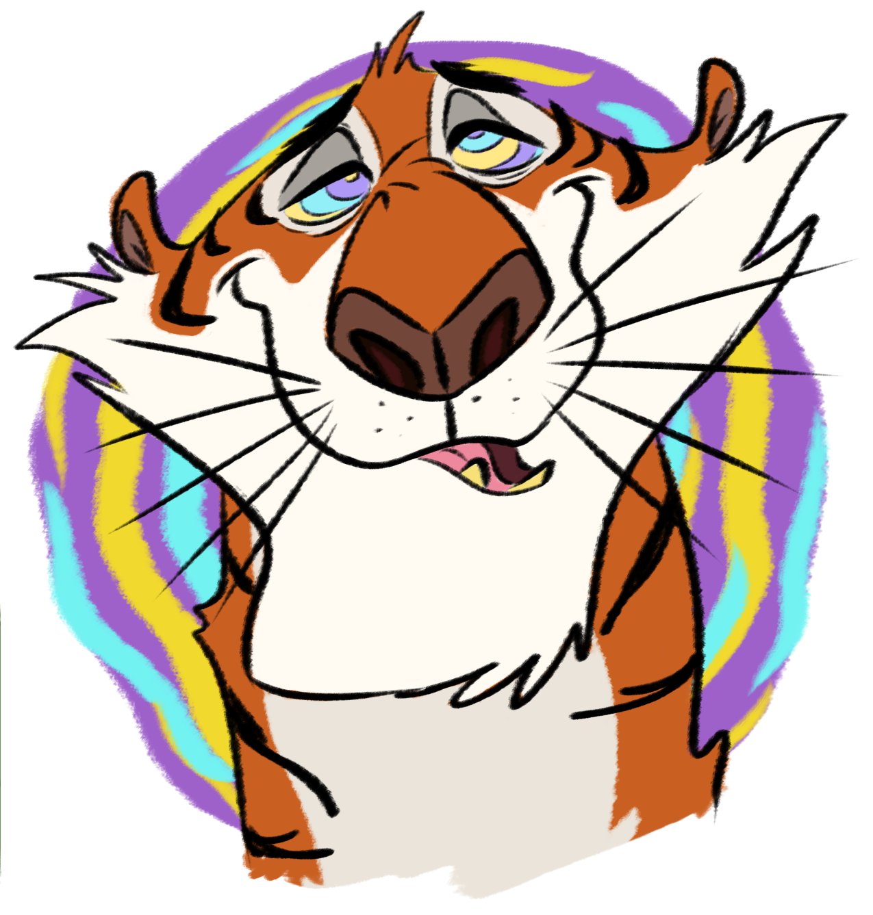 2020 edtertainerd felid feral hi_res hypnosis jungle_book male mammal mind_control open_mouth pantherine ringed_eyes shere_khan simple_background smile solo tiger whiskers white_background