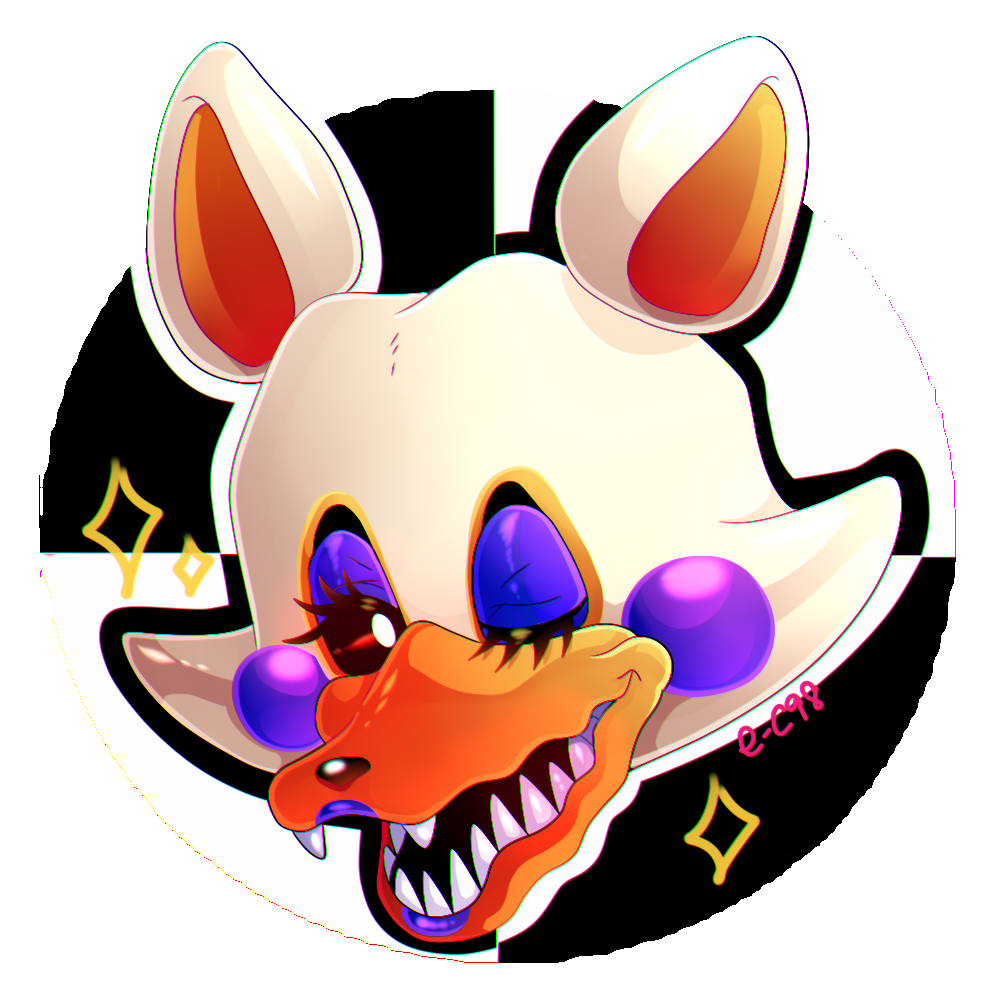 1:1 2016 alpha_channel animatronic anthro canid canine detailed_background e-c98 five_nights_at_freddy's five_nights_at_freddy's_world fox headshot_portrait lipstick lolbit_(fnaf) looking_aside machine makeup male mammal one_eye_closed open_mouth open_smile portrait purple_cheeks robot sharp_teeth sister_location smile solo sparkles teeth video_games white_body white_eyes wink