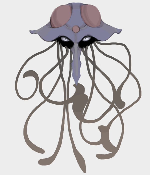 black_eyes commentary creature english_commentary full_body gen_1_pokemon looking_at_viewer memookami no_humans pokemon pokemon_(creature) simple_background solo tentacruel white_background